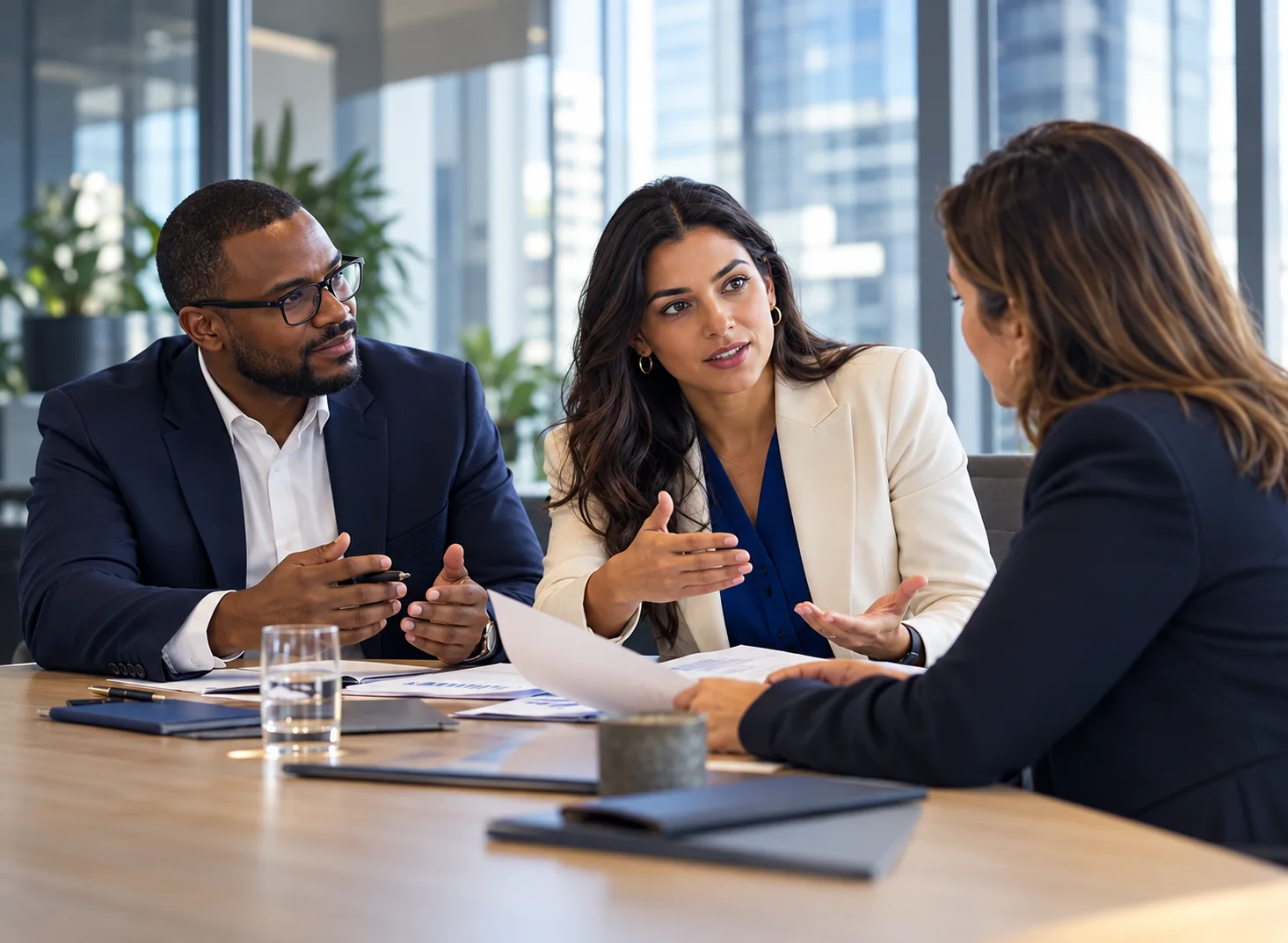 Equipe de consultoria planejando a operação de seus clientes